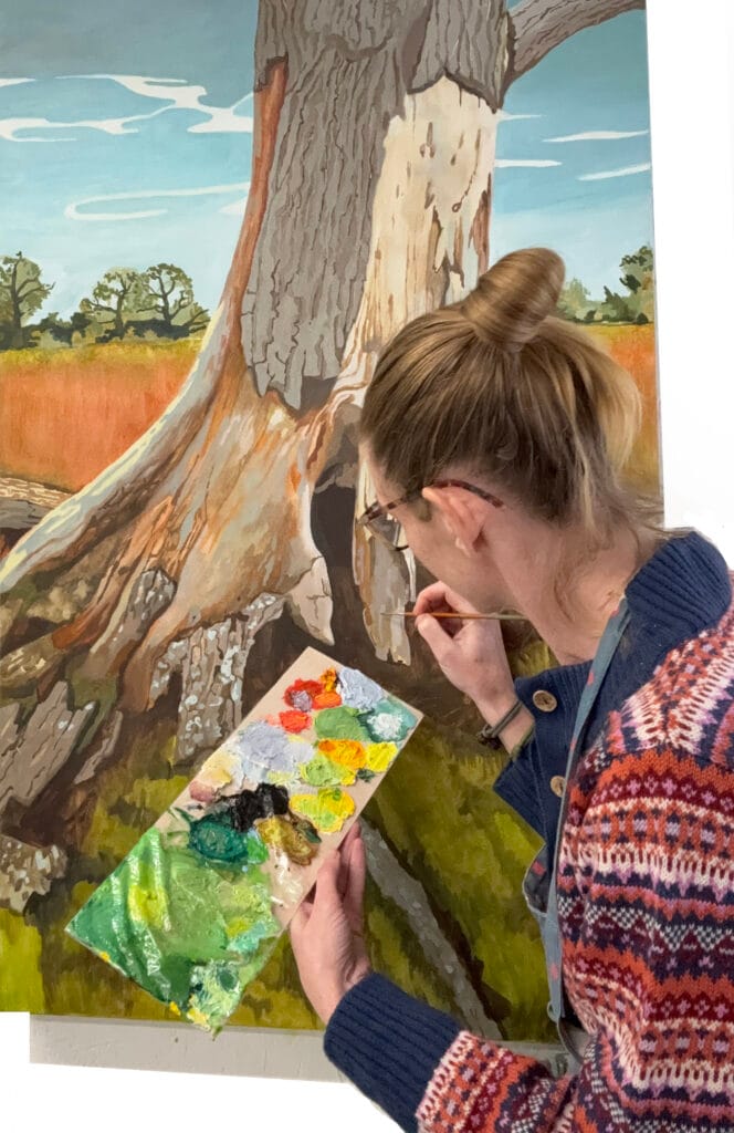 Rebecca painting 'Deadwood Breathing New Life'